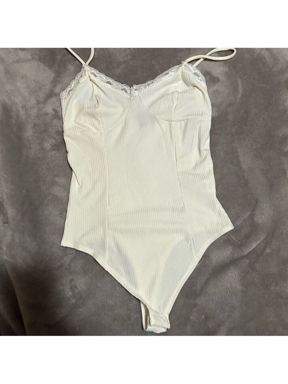 White Lace Trimmed Women's bodysuit